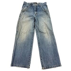 Y2K Baggy Jeans Men's 34x33 Light Wash Wide Leg Distressed Grunge Skater
